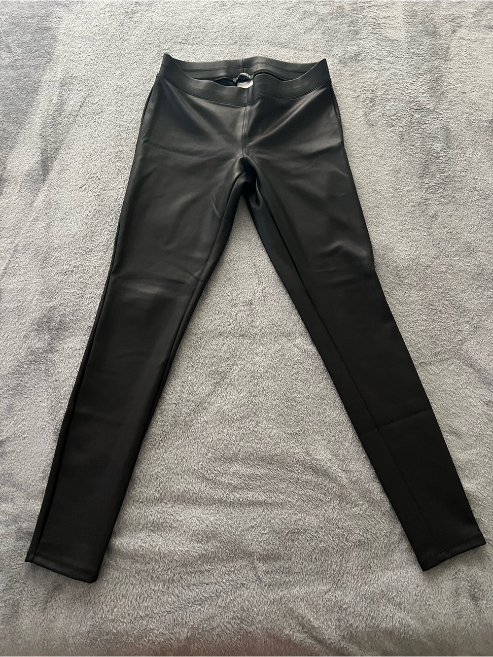 Express Black Faux Leather Leggings with Branded Waist Tag